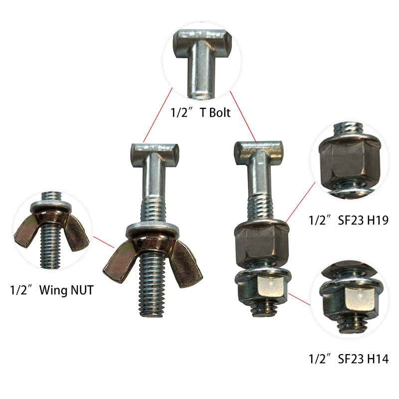 1/2" T Bolt,1/2" Wing NUT,1/2"SF23 H19 and 1/2" SF23 H14